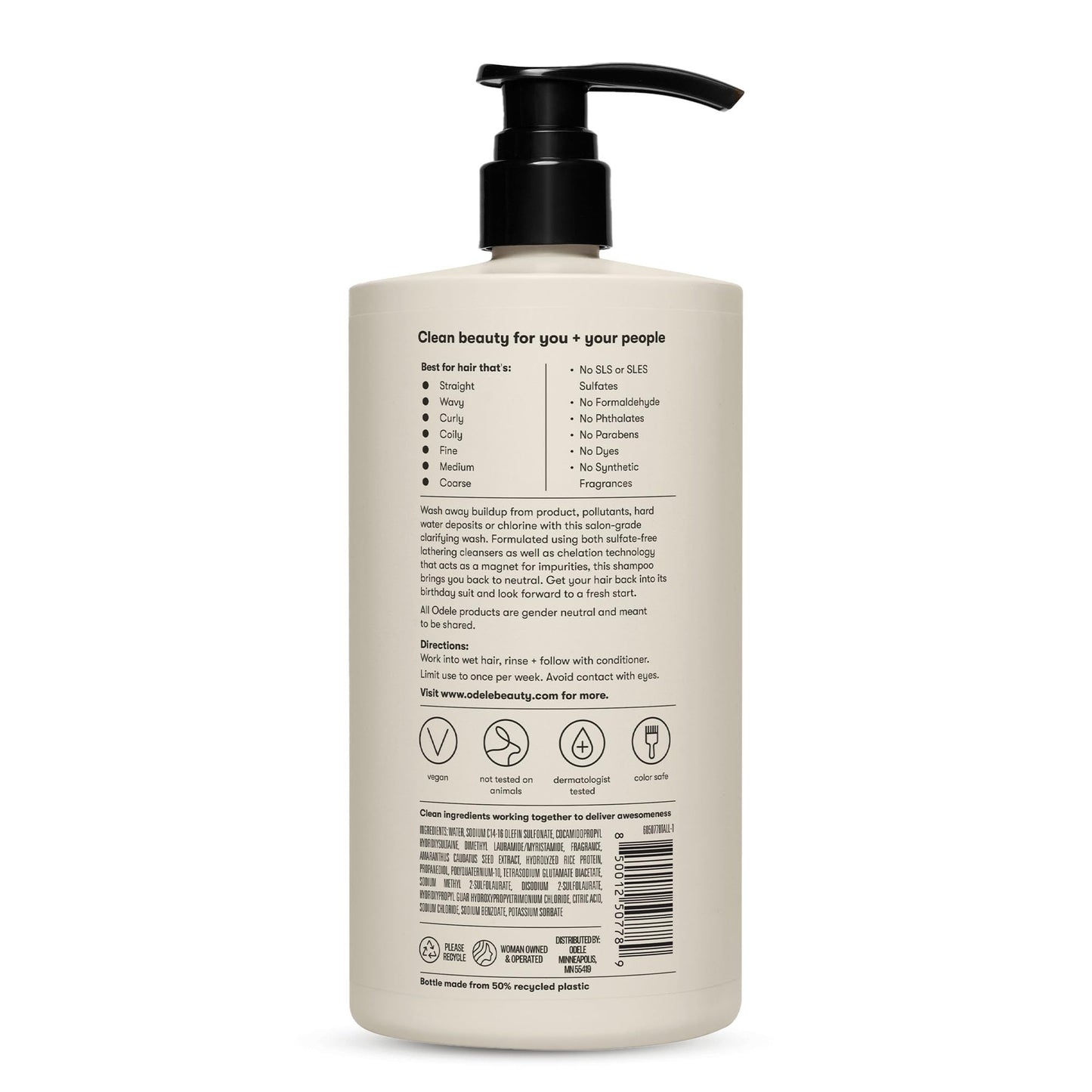 Odele Clarifying Sulfate-Free Shampoo – Deep Weekly Clean for All Hair Types, 32 oz