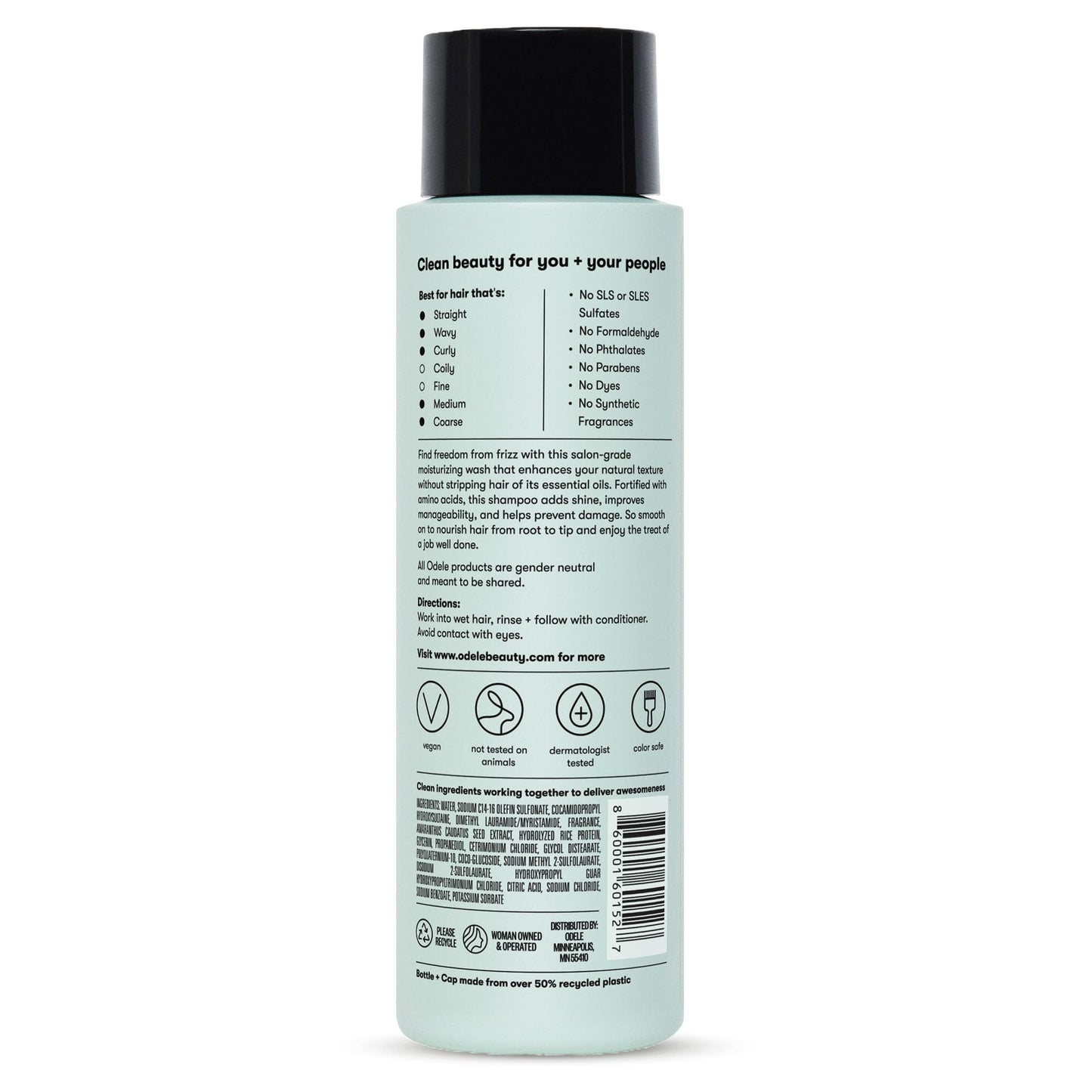 Odele Smoothing Sulfate-Free Shampoo – Extra Moisture, Frizz Control, Shine | 13 Fl Oz