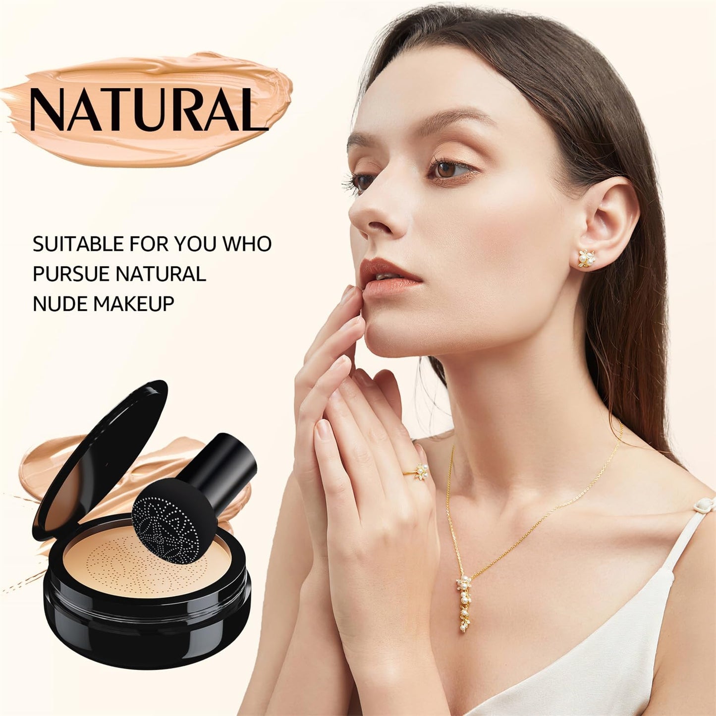 OETUIOW Mushroom Head Air Cushion CC Cream with Setting Powder Set – Shine Control, Blur & Even Skin Tone for All Skin Types