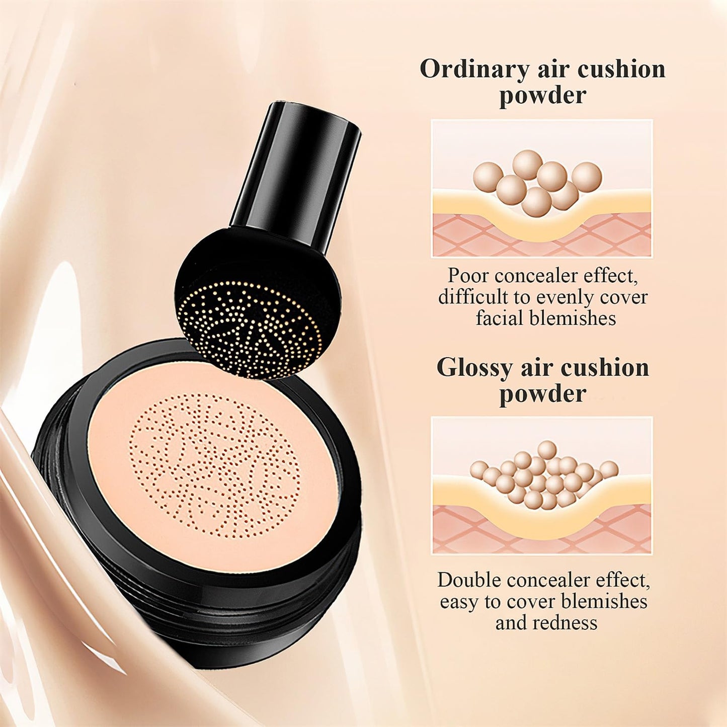OETUIOW Mushroom Head Air Cushion CC Cream Medium – Long-Lasting BB Cream for Mature Skin
