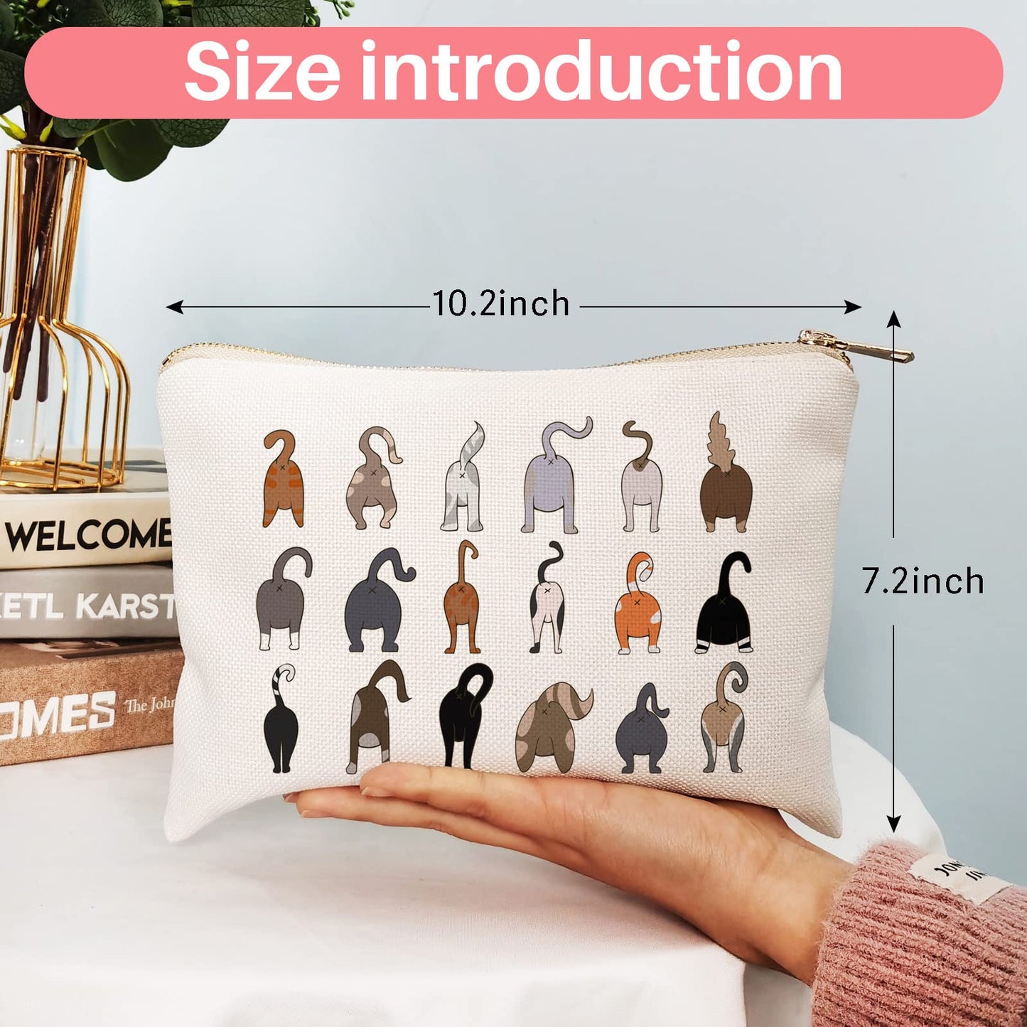 OFlyDesigns Doodle Cat Butt Makeup Bag — Funny Cat Lover Gift