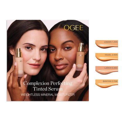 Ogee Complexion Perfecting Liquid Foundation – Lightweight Tinted Moisturizer in Banyan 2.75W (Light Medium, Warm-Peach) with Vitamin C & Jojoba Oil – Certified Organic