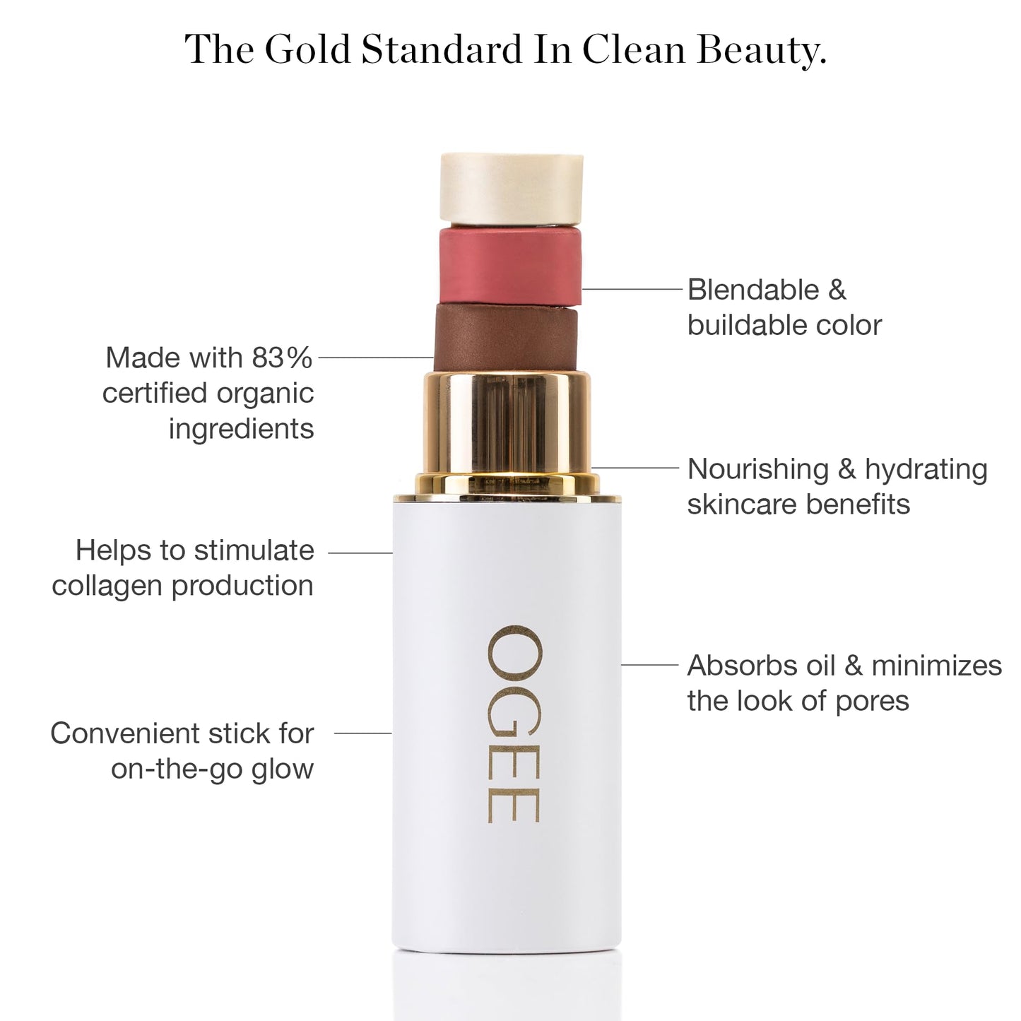 Ogee Face Stick Trio - Certified Organic Contour, Bronzer, Blush & Highlighter