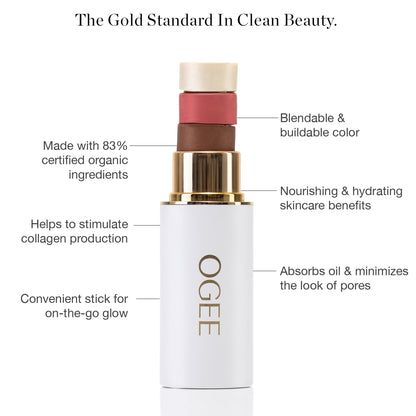 Ogee Face Stick Trio - Certified Organic Contour, Bronzer, Blush & Highlighter