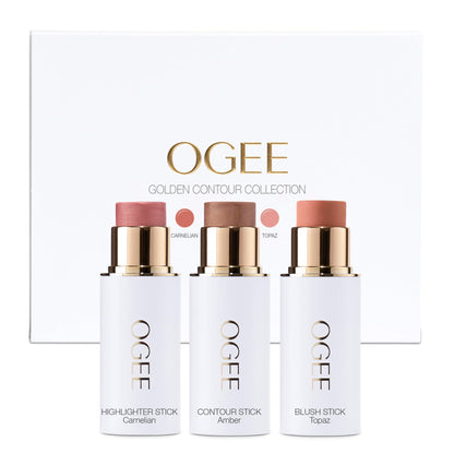 Ogee Face Stick Trio - Certified Organic Contour, Bronzer, Blush & Highlighter