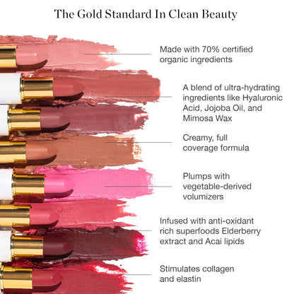 Ogee Full Bloom Sculpted Lipstick Lulu White Pink | Organic Matte Lipstick with Jojoba & Hyaluronic Acid