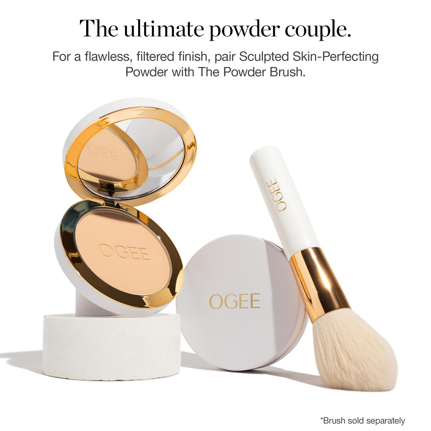 Ogee Sculpted Skin-Perfecting Setting Powder – Stone | FULL SET with Case & Refill | 70% Organic Ingredients