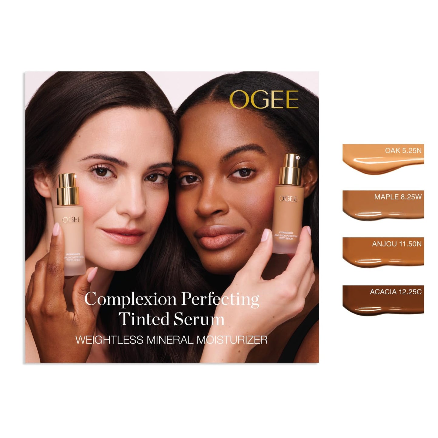 Ogee Complexion Perfecting Liquid Foundation – Lightweight Tinted Serum with Vitamin C & Jojoba Oil (Oak 5.25N) – Organic & USA Made
