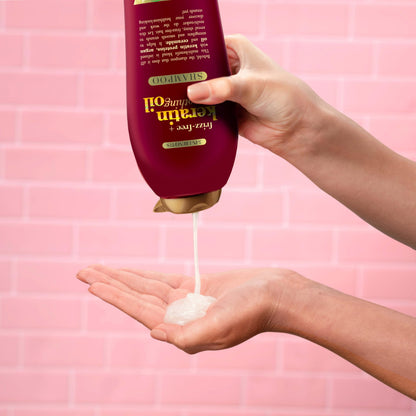 OGX Frizz-Free + Keratin Smoothing Oil Shampoo – 25.4 fl oz | Frizz Control, Shine & Strength