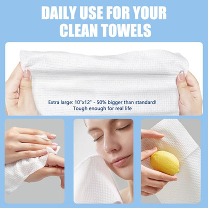 OHOO Disposable Face Towels – Thick 10x12 Makeup Remover Wipes, 100 Count