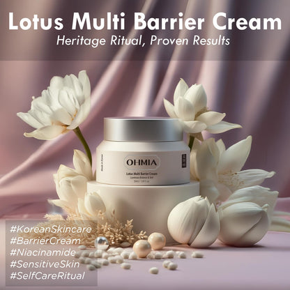 OHMIA Lotus Multi Barrier Cream – Korean Anti-Aging & Firming Moisturizer with Niacinamide & Rice (Fragrance-Free) 1.69 fl oz
