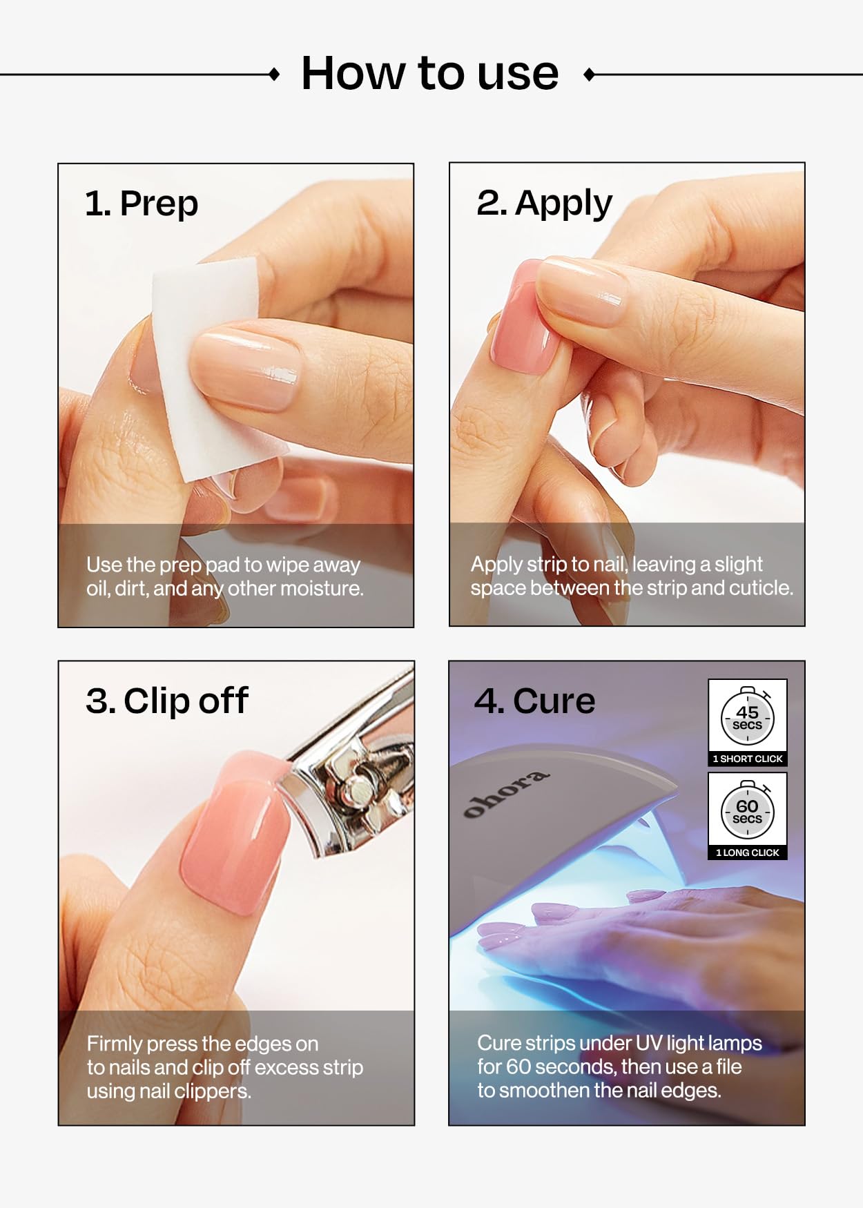 ohora Semi Cured Gel Nail Strips (N Dreaming) - Dark Patterned Nails, Easy At-Home Application, Salon-Quality & Long-Lasting