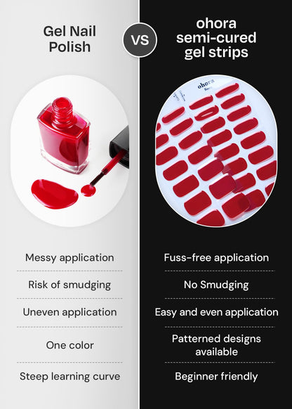 ohora Semi Cured Gel Nail Strips (N Dreaming) - Dark Patterned Nails, Easy At-Home Application, Salon-Quality & Long-Lasting