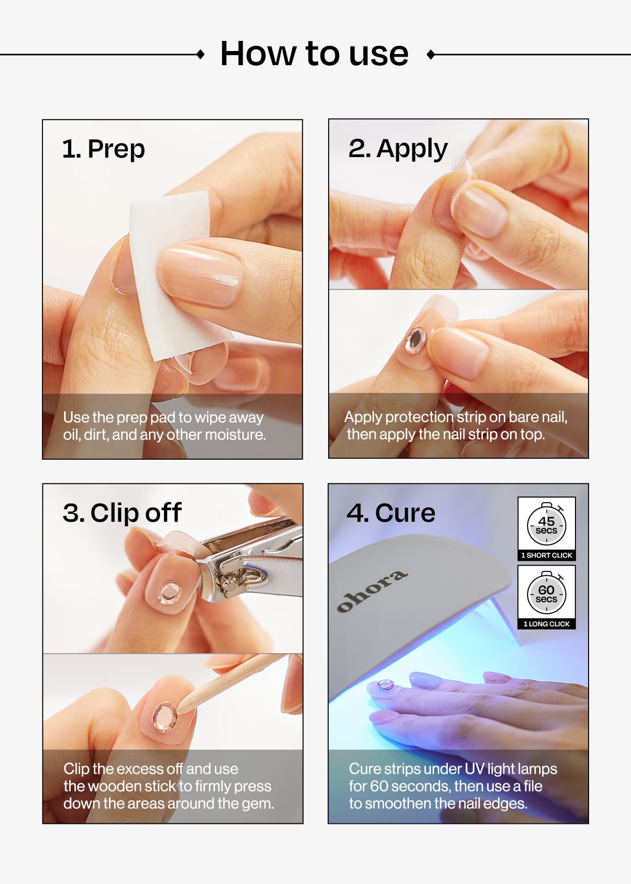 ohora Semi Cured Gel Nail Strips (N Juicy Grape) – Salon-Quality at Home, Easy to Apply & Remove