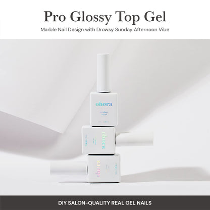 ohora Gel Nail Care (Pro Glossy Top Gel) – Corrects Nail Texture, Easy to Use & Remove for Semi-Cured Nail Strips