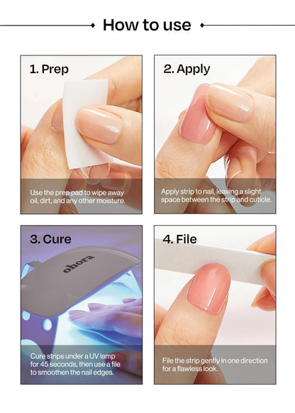 ohora Semi Cured Gel Nail Strips N Grace Bloom – White & Gem