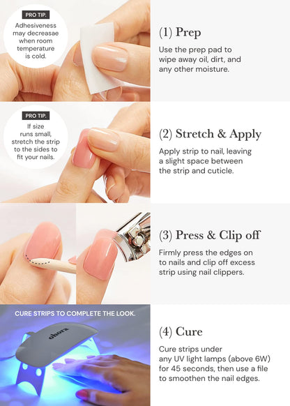 ohora Semi Cured Gel Nail Strips N Bare Gray – Easy DIY Gel Nails, Salon-Quality, Long-Lasting