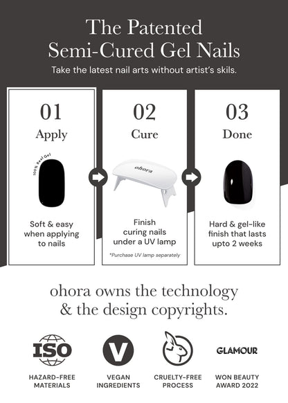 ohora Semi Cured Gel Nail Strips N Bare Gray – Easy DIY Gel Nails, Salon-Quality, Long-Lasting