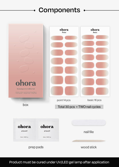 ohora Semi Cured Nail Strips (N Rose Serenade) – Salon-Quality Gel Nails, Easy at Home