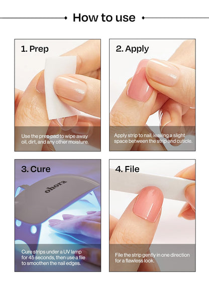 ohora Semi Cured Nail Strips N Rose Mirage – Salon-Quality, Up to 2 Weeks Wear