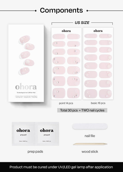 ohora Semi Cured Gel Nail Strips (N Seashell Love) – Works with Any Nail Lamp, Salon-Quality & Easy to Apply