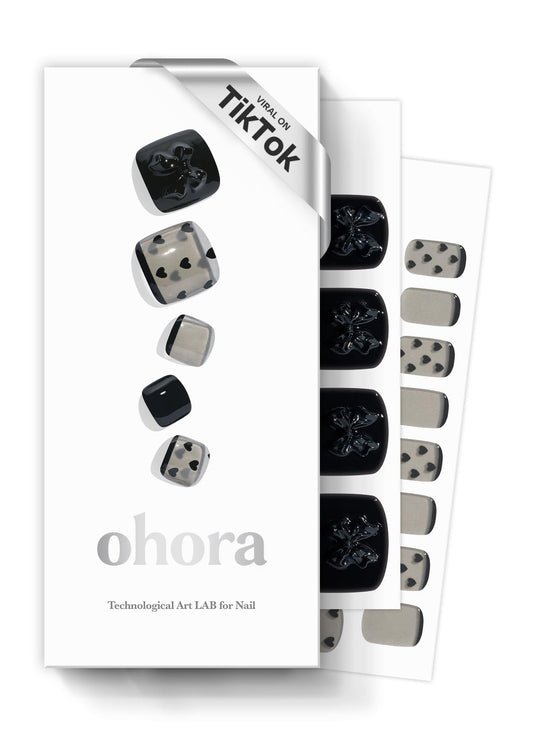 ohora Semi Cured Gel Pedi Strips P Heart Lace – Works with Any Nail Lamps, Salon-Quality & Easy to Apply