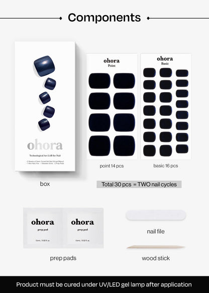 ohora Semi Cured Gel Pedi Strips (P Sepia Mirror) – Salon-Quality Nails, Long-Lasting, Easy to Apply & Remove