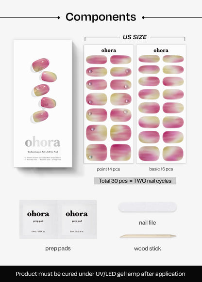 ohora Semi Cured Gel Nail Strips (N Juicy Grape) – Salon-Quality at Home, Easy to Apply & Remove