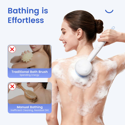 Oh,XIYU Electric Back Scrubber – 2 Heads, 3 Speeds, IPX7 Waterproof, 2200mAh Battery