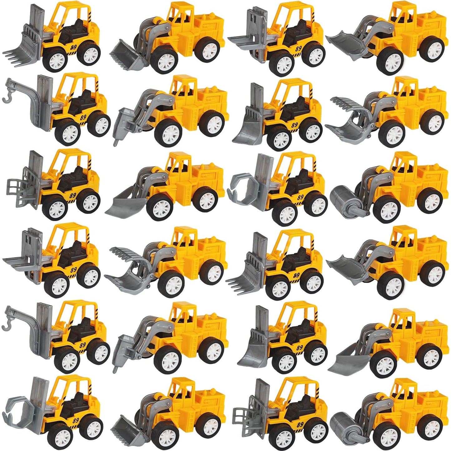 OJYUDD 24 Pcs Mini Construction Vehicles – Pull Back Engineering Toys for Parties