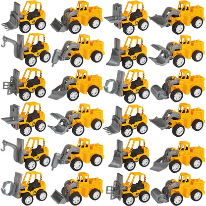 OJYUDD 24 Pcs Mini Construction Vehicles – Pull Back Engineering Toys for Parties