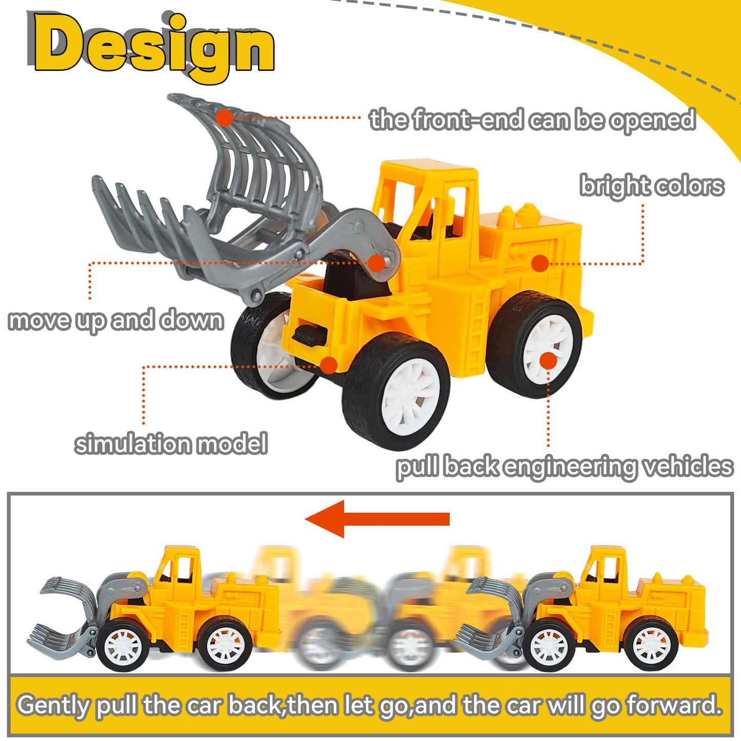 OJYUDD 24 Pcs Mini Construction Vehicles – Pull Back Engineering Toys for Parties