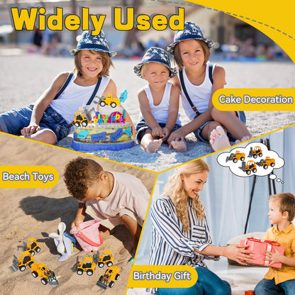 OJYUDD 24 Pcs Mini Construction Vehicles – Pull Back Engineering Toys for Parties