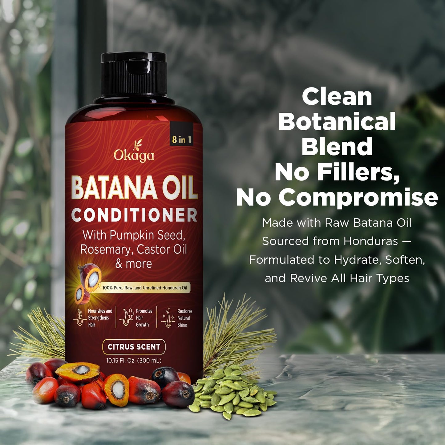Okaga Batana Oil Conditioner – 8-in-1 Hair Growth Formula with Aloe Vera, Biotin, Jojoba, Argan – Citrus Scent – 2 Pack