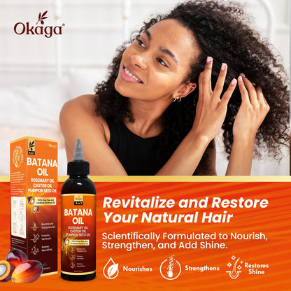 Okaga Batana Oil for Hair Growth – Rosemary, Castor & Pumpkin Seed Oils (2PK)