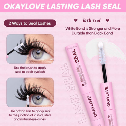 OKAYLOVE Lash Cluster Glue – 2-in-1 Waterproof Bond & Seal for Eyelash Clusters, 150H+ Hold