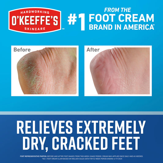 O'Keeffe's for Healthy Feet Foot Cream – 3.2 oz Jar (12 Pack) – Relief for Dry, Cracked Feet