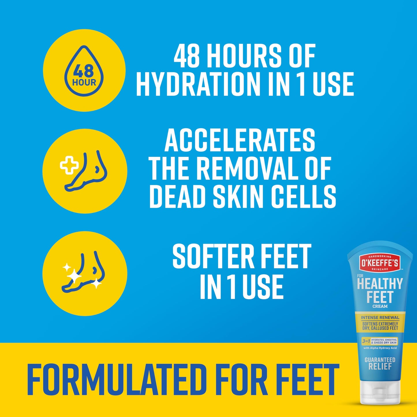 O'Keeffe's for Healthy Feet Intense Renewal Cream with Urea & Alpha Hydroxy Acid, 3 oz Tube