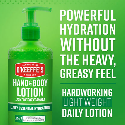 O'Keeffe's Hand & Body Lotion with Glycerin & Shea Butter - 12 oz Pump (2 Pack) | Daily Hydration and Relief
