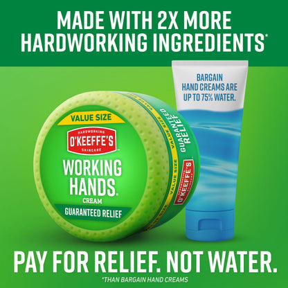 O'Keeffe's Working Hands Hand Cream – Extreme Dryness Relief, 2-Pack, 6.8 oz Jars | Non-Greasy, Unscented