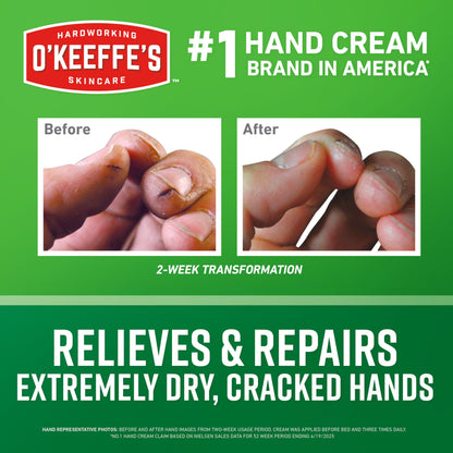 O'Keeffe's Working Hands Hand Cream – Extreme Dryness Relief, 2-Pack, 6.8 oz Jars | Non-Greasy, Unscented