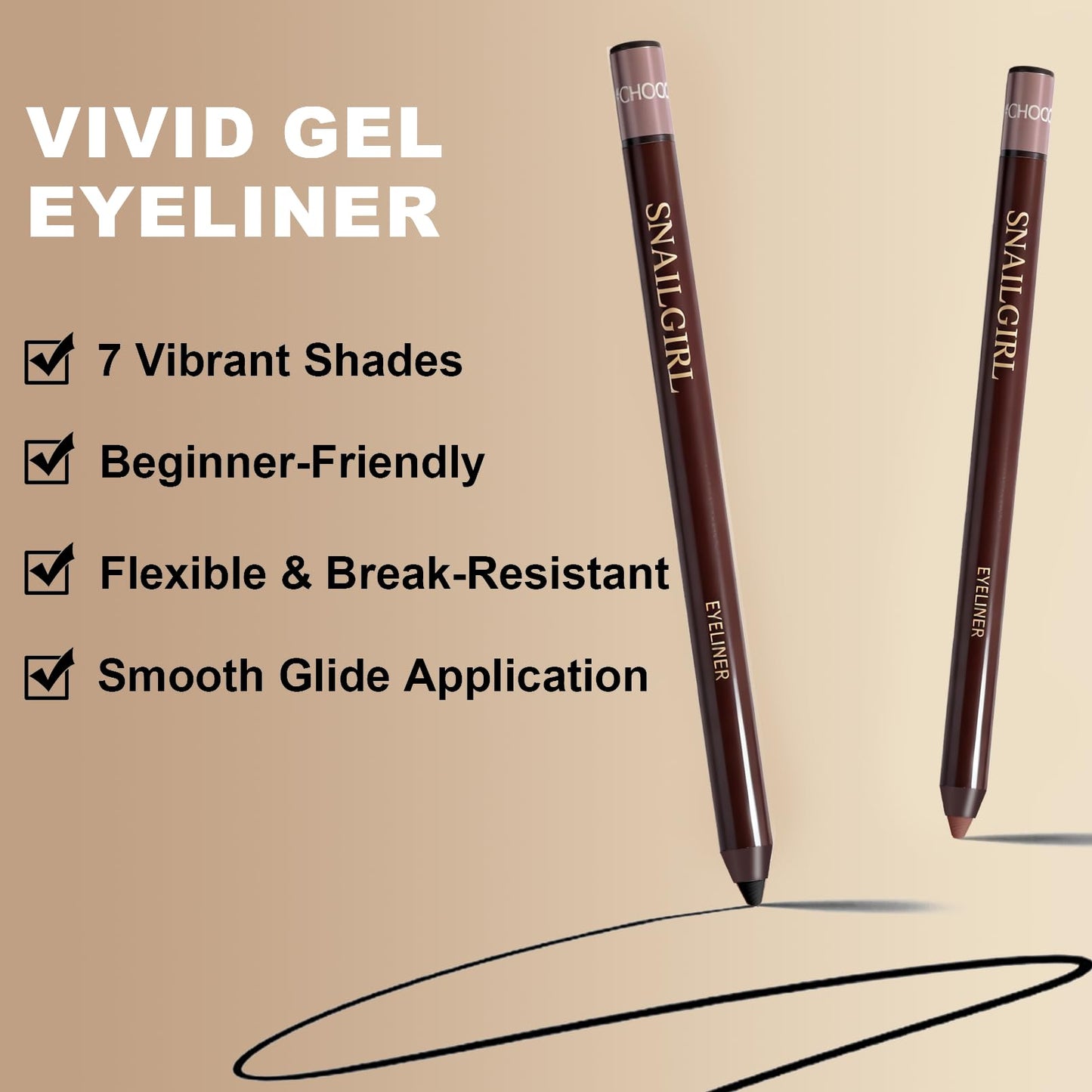Okerker Brown Gel Eyeliner Pencil – Waterproof, Smudge-Proof, Long-Lasting with Built-In Sharpener