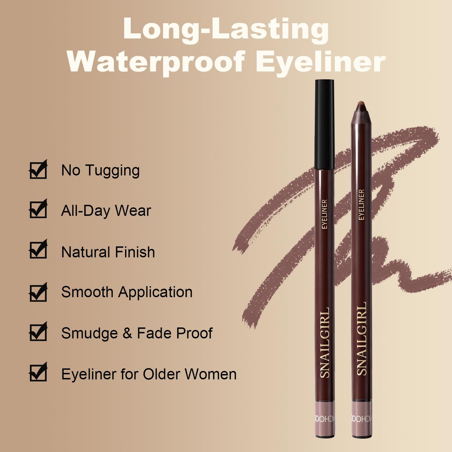 Okerker Plum&Chocolate 2-Piece Gel Eyeliner Pencil – Waterproof, Long-Lasting Plum Eye Liner