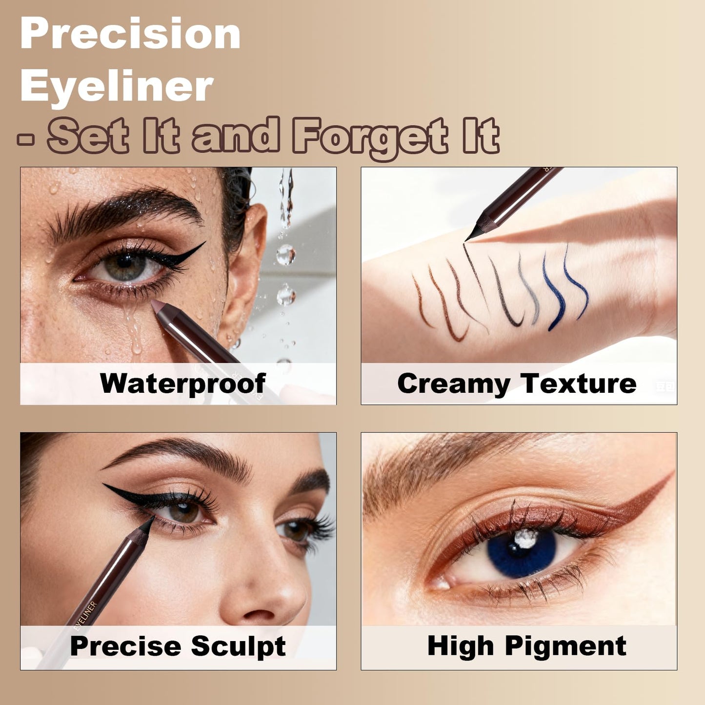 Okerker Plum&Chocolate 2-Piece Gel Eyeliner Pencil – Waterproof, Long-Lasting Plum Eye Liner