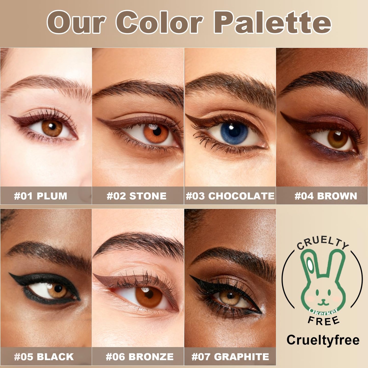 Okerker Plum&Chocolate 2-Piece Gel Eyeliner Pencil – Waterproof, Long-Lasting Plum Eye Liner