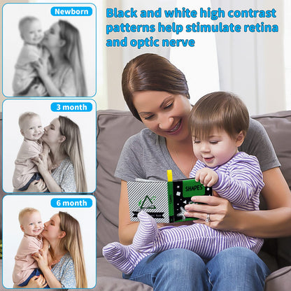 OKOOKO 12PCS High-Contrast Soft Baby Books – Washable Cloth Bath Books for Newborns, Infants, Toddlers