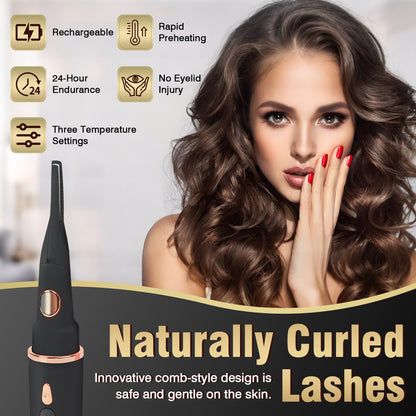 Olassubd USB-Rechargeable Heated Eyelash Curler with LED Display – 3 Temp Settings, Mini Portable Design