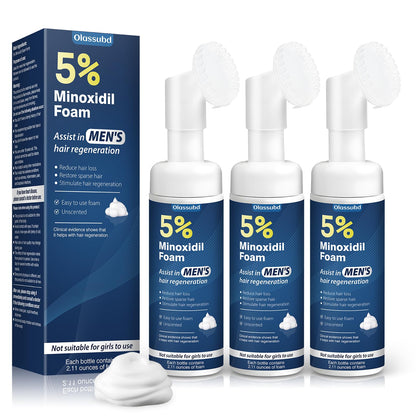 Olassubd Minoxidil 5% Foam for Men – Hair Growth Foam (3 Bottles, 2.11 oz Each)