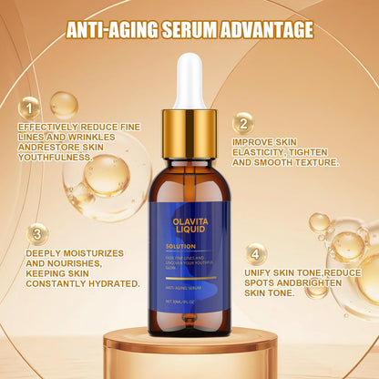 Olavita Liquid Anti-Aging Serum – Vitamin C and E, Diminishes Wrinkles, 2-Piece Set