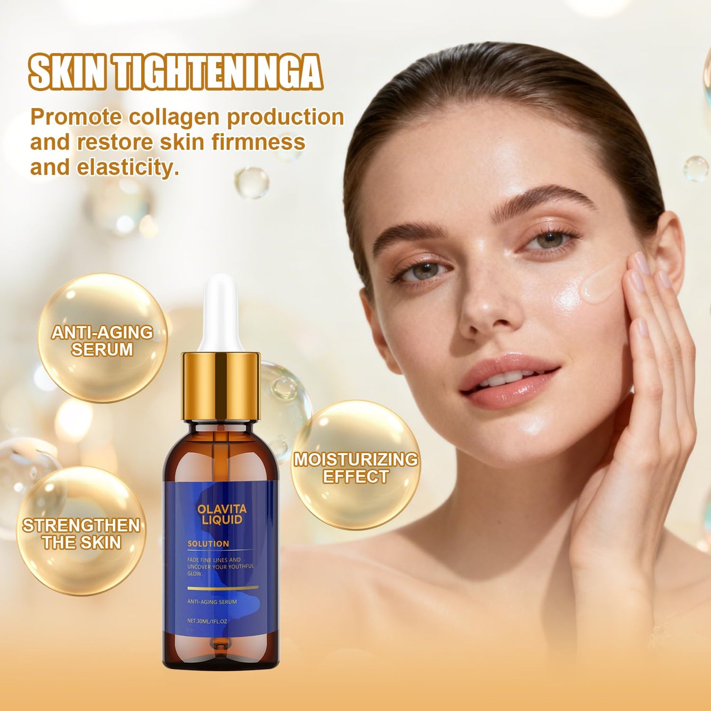 Olavita Liquid Anti-Aging Serum – Vitamin C and E, Diminishes Wrinkles, 2-Piece Set